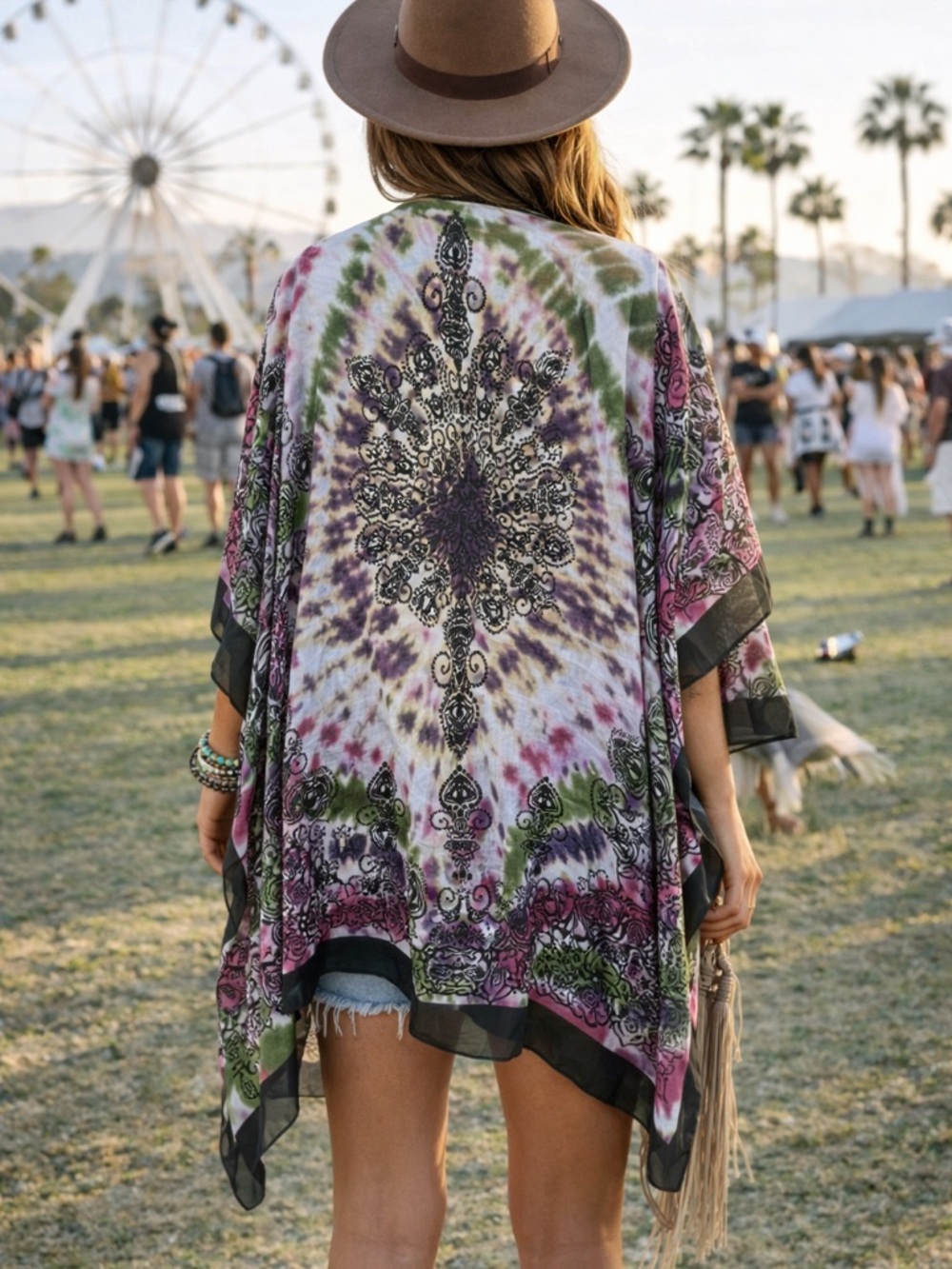 NWT Boutique Boho Tie-Dye Kimono OS - Picture 2 of 7